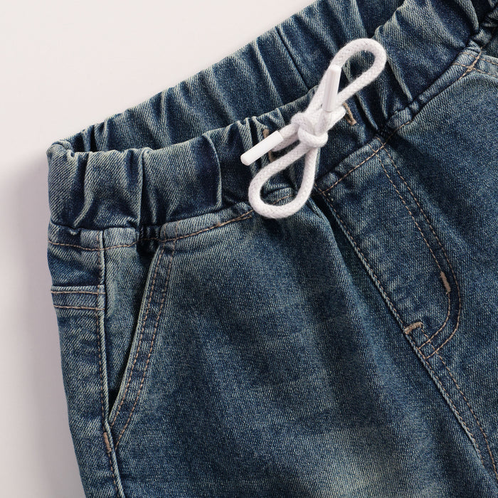 Kids Boys Bermuda in Blue Denim with Utility Pockets & Relaxed Fit, Perfect for Activewear