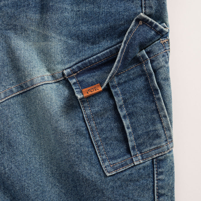 Kids Boys Bermuda in Blue Denim with Utility Pockets & Relaxed Fit, Perfect for Activewear