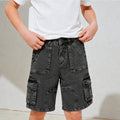 Kids Boys Bermuda in Grey with Cargo Pocket Detail, Washed Denim Finish & Relaxed Comfort Fit