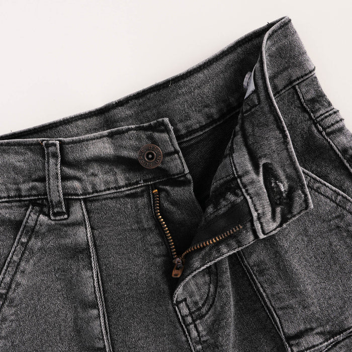 Kids Boys Bermuda in Grey with Cargo Pocket Detail, Washed Denim Finish & Relaxed Comfort Fit