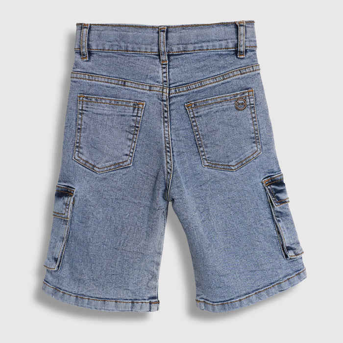 Kids Boys Bermuda in Light Blue Denim with Cargo Pockets, Comfort Fit for Active Kids