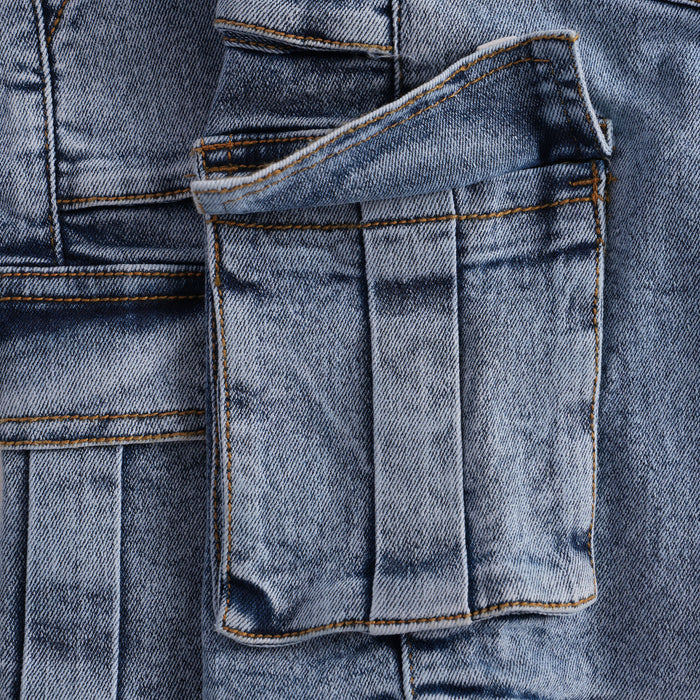 Kids Boys Bermuda in Light Blue Denim with Cargo Pockets, Comfort Fit for Active Kids