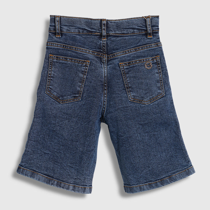 Kids Boys Bermuda in Mid Blue Denim with Cargo Utility Pocket Design for Active Kids Wear