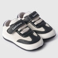 Kids Boys Booties in White with Breathable Contrast Panel, Hook & Loop for Comfort Wear