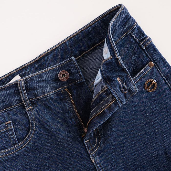 Kids Boys Cargo Denim Jeans in Dark Blue with Relaxed Fit, Utility Pockets & Soft Fabric
