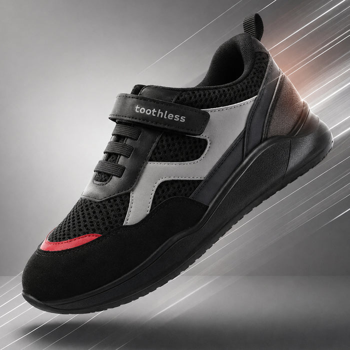 Kids Boys Casual Shoes in Black & Grey with Secure Fit, Mesh Ventilation & Sporty Style