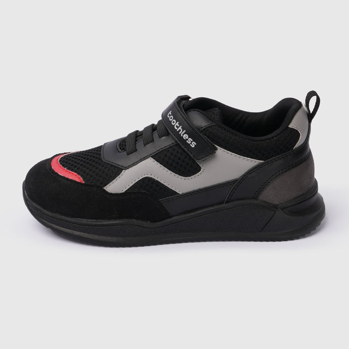 Kids Boys Casual Shoes in Black & Grey with Secure Fit, Mesh Ventilation & Sporty Style