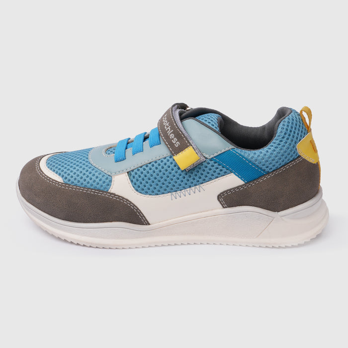 Kids Boys Casual Shoes in Blue & Dark Grey with Breathable Mesh Upper & Cushioned Comfort
