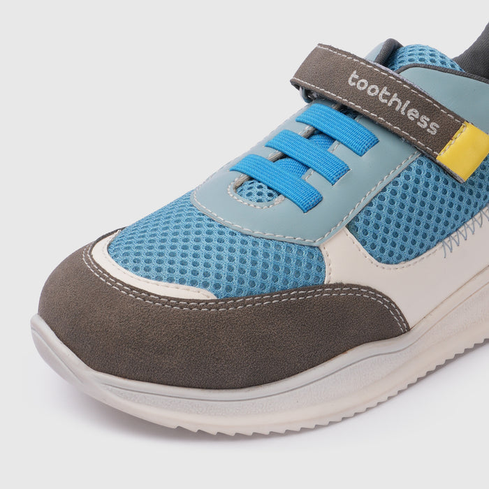 Kids Boys Casual Shoes in Blue & Dark Grey with Breathable Mesh Upper & Cushioned Comfort