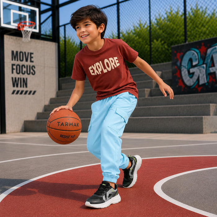 Kids Boys Combo | Brown Graphic Tshirt, Casual Cargo Trousers
