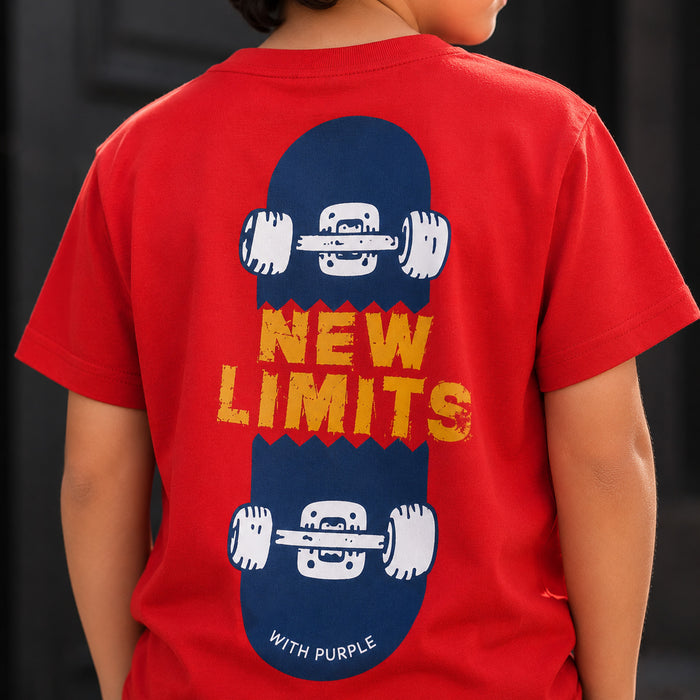 Kids Boys Combo | Red Comfort Fabric Tshirt & Dark Blue Denim Jeans | Shop the Look