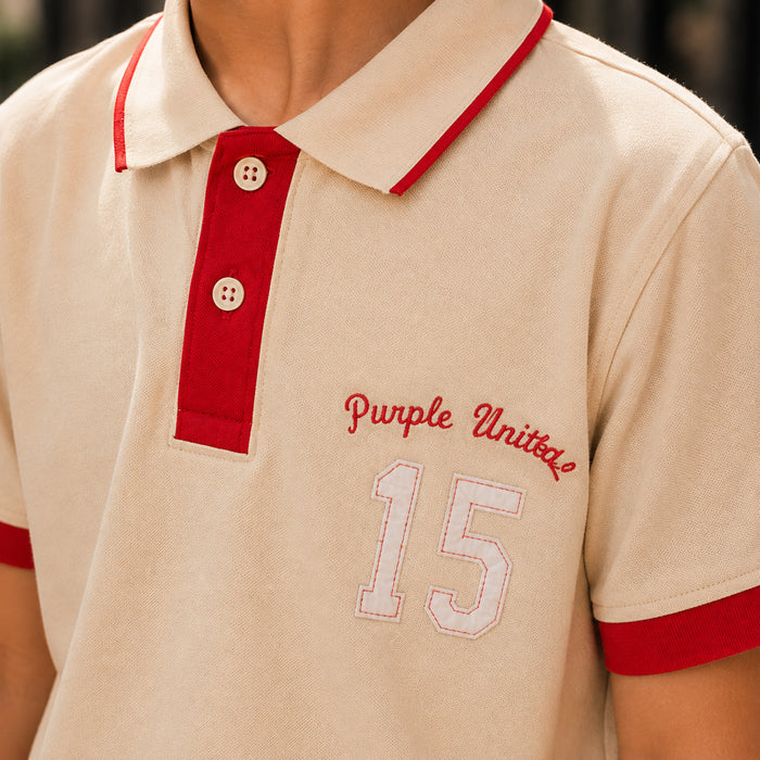 Kids Boys Combo Set with Beige Soft Fabric Polo Tshirt & Denim Jeans