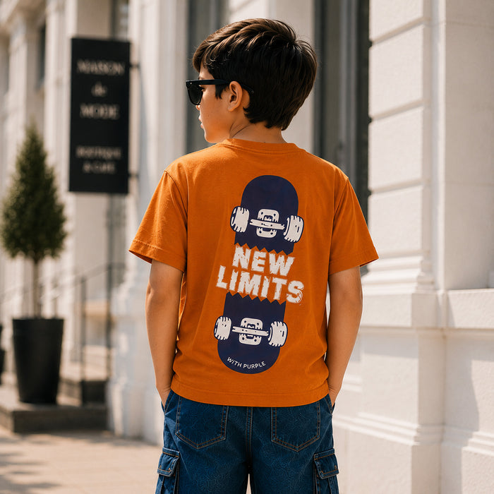 Kids Boys Combo Set with Mustard Play-Ready Tshirt, Blue Cargo Bermuda & Canvas Shoes