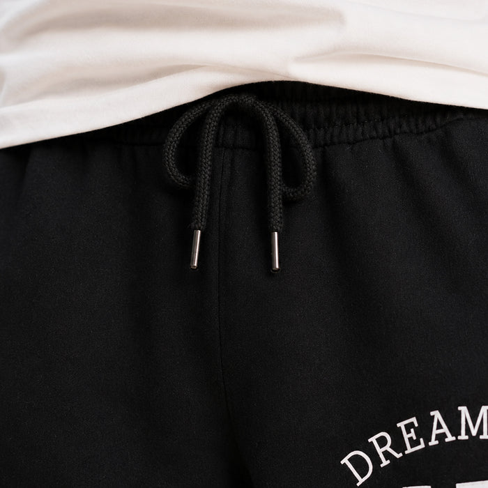 Kids Boys Combo Set with White Casual Tshirt & Black Printed Drawstring Shorts
