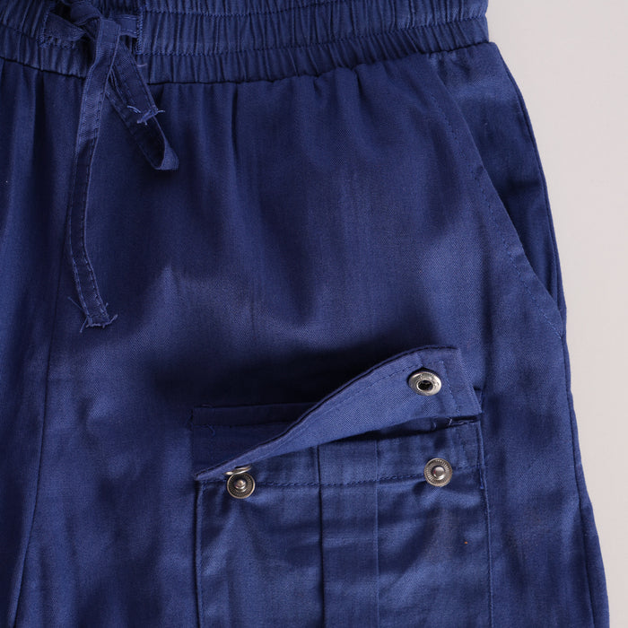 Kids Boys Coord Set in Dark Blue with Comfort Fabric Tshirt & Relaxed Fit Cargo Shorts