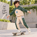 Kids Boys Coord Set in Green with Warm Colourblock Hoodie & Elastic Fit Cargo Joggers