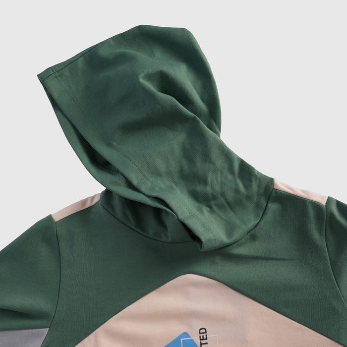 Kids Boys Coord Set in Green with Warm Colourblock Hoodie & Elastic Fit Cargo Joggers