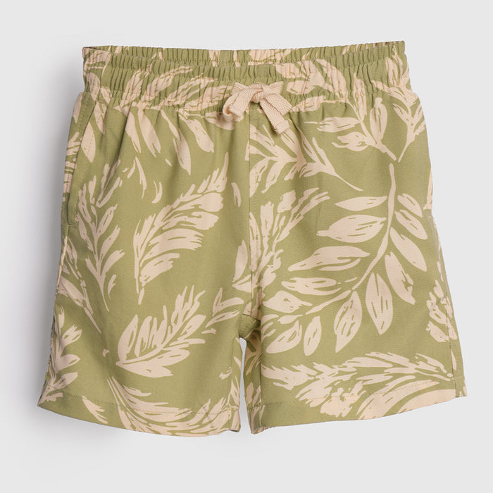 Kids Boys Coord Set in Light Green with Printed Soft Cotton Shirt & Shorts for Summer Wear