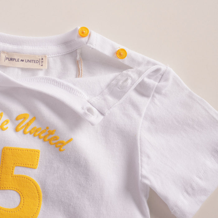 Kids Boys Coord Set in Yellow with Soft Cotton Tshirt & Comfort Striped Shorts for Casual Wear