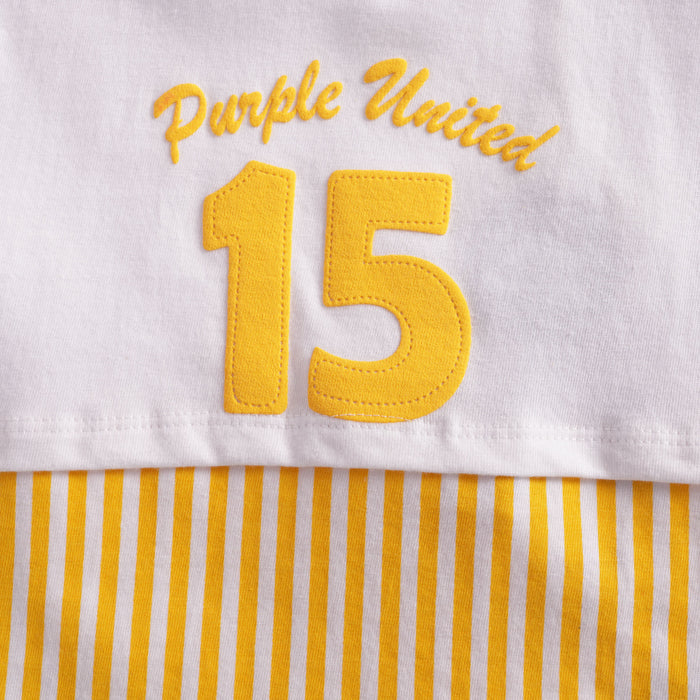 Kids Boys Coord Set in Yellow with Soft Cotton Tshirt & Comfort Striped Shorts for Casual Wear