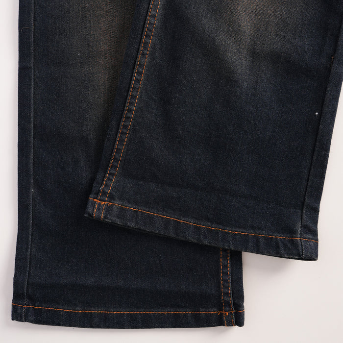 Kids Boys Denim Jeans in Black with Wide Leg Design, Soft Comfort Fabric & Relaxed Fit