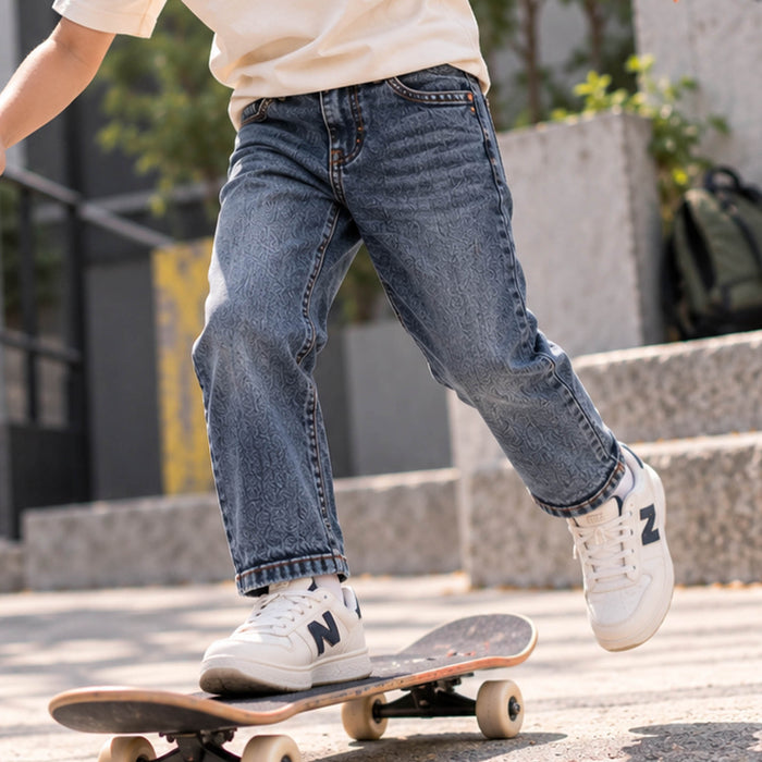 Kids Boys Jeans in Light Blue with Straight Fit, Pocket Detail & Soft Denim Fabric