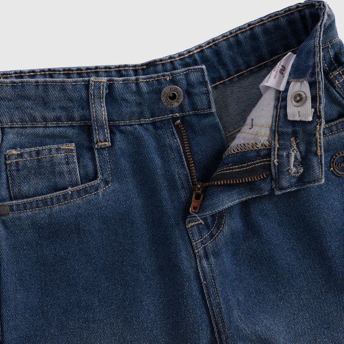 Kids Boys Jeans in Mid Blue with Relaxed Fit, Comfort Denim Fabric & Trendy Utility Look