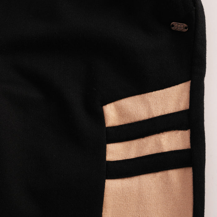 Kids Boys Lower in Black with Relaxed Fit, Stripe Detail, Elastic Waistband & Ribbed Cuffs