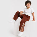 Kids Boys Lower in Brown with Wide Leg, Contrast Panels & Soft Fabric, Everyday Comfortable Fit