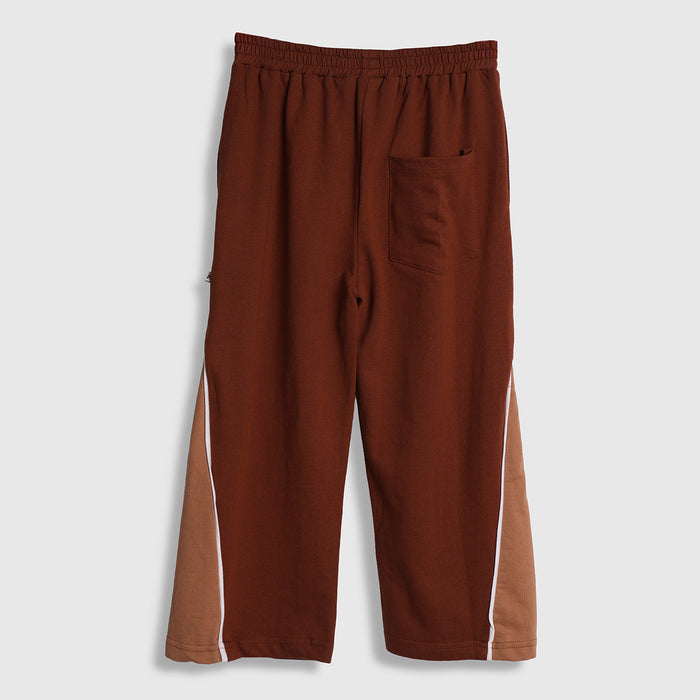 Kids Boys Lower in Brown with Wide Leg, Contrast Panels & Soft Fabric, Everyday Comfortable Fit