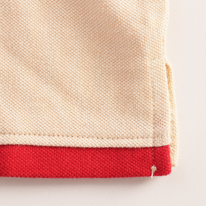 Kids Boys Polo Tshirt in Beige with Contrast Collar & Soft Breathable Comfort Fabric
