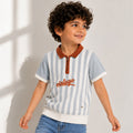 Kids Boys Polo Tshirt in Light Blue with Soft Knit Fabric & Zip Neck for Comfort Wear
