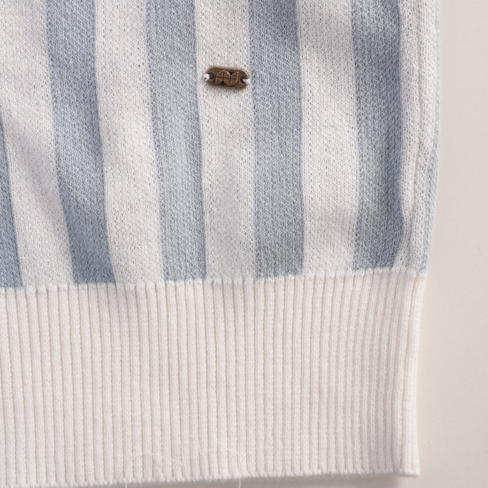 Kids Boys Polo Tshirt in Light Blue with Soft Knit Fabric & Zip Neck for Comfort Wear
