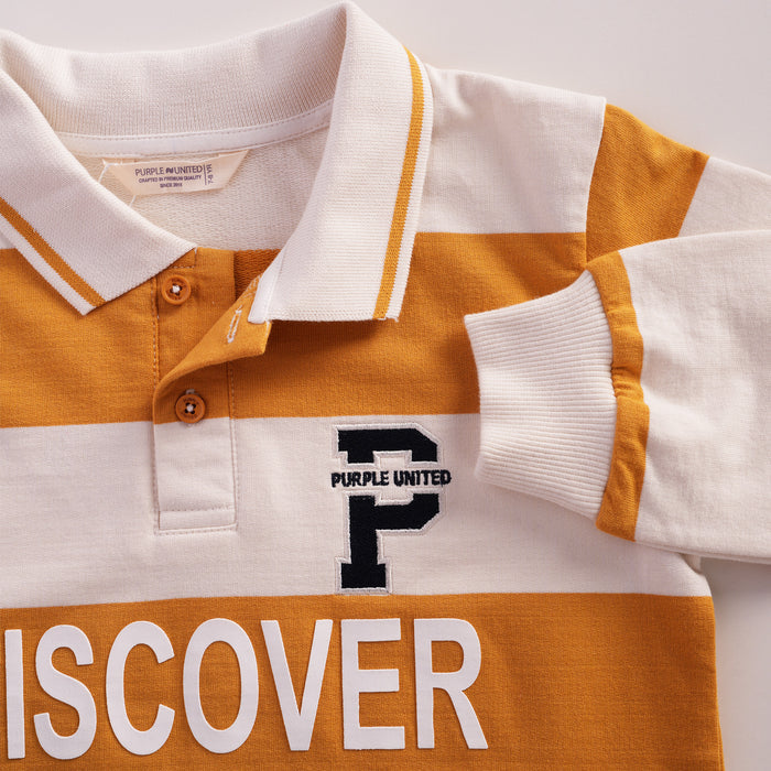 Kids Boys Polo Tshirt in Mustard with Regular Fit, Full Sleeves & Comfortable Fabric