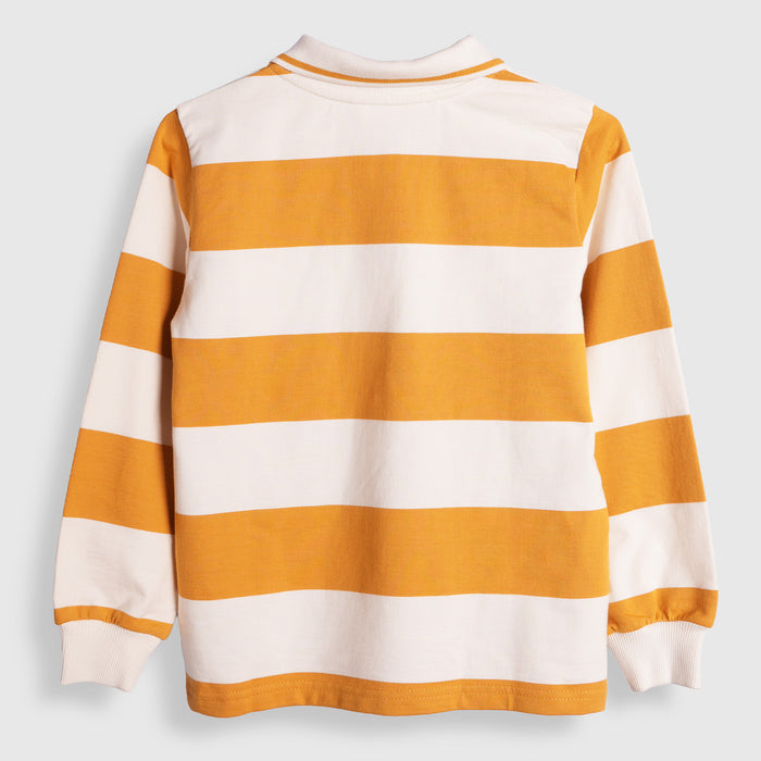 Kids Boys Polo Tshirt in Mustard with Regular Fit, Full Sleeves & Comfortable Fabric