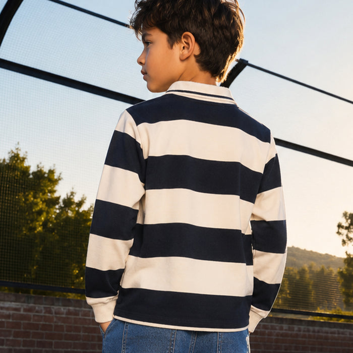 Kids Boys Polo Tshirt in Navy Blue with Regular Fit, Full Sleeves & Comfortable Fabric