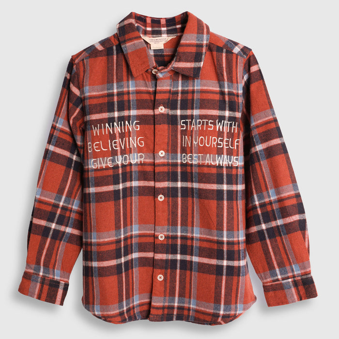 Kids Boys Shirt in Multicolor with Checked Pattern, Regular Fit, Full Sleeves & Comfort Fabric