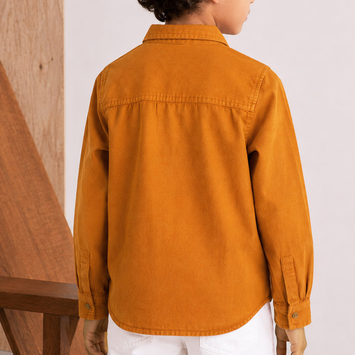 Kids Boys Shirt in Mustard with Full Sleeves, Regular Fit & Soft Comfort Breathable Fabric