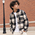 Kids Boys Shirt in Navy Blue with Comfort Regular Fit, Checked Pattern & Full Sleeves