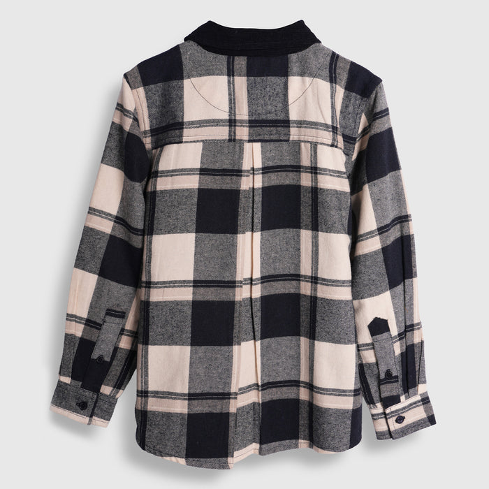 Kids Boys Shirt in Navy Blue with Comfort Regular Fit, Checked Pattern & Full Sleeves