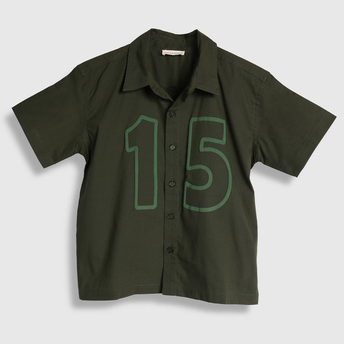 Kids Boys Shirt in Olive with Relaxed Fit, Short Sleeves & Soft Comfortable Fabric
