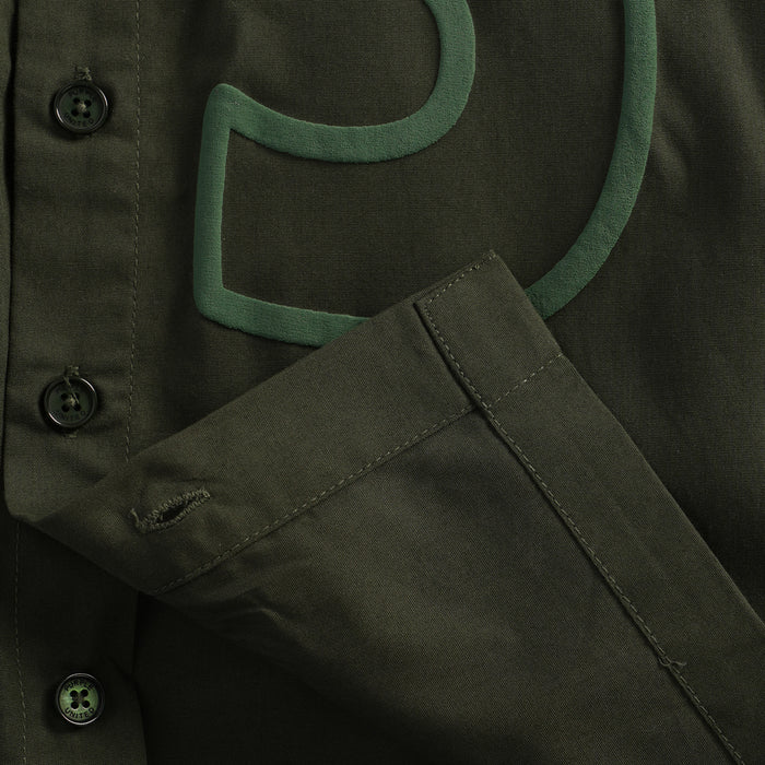 Kids Boys Shirt in Olive with Relaxed Fit, Short Sleeves & Soft Comfortable Fabric