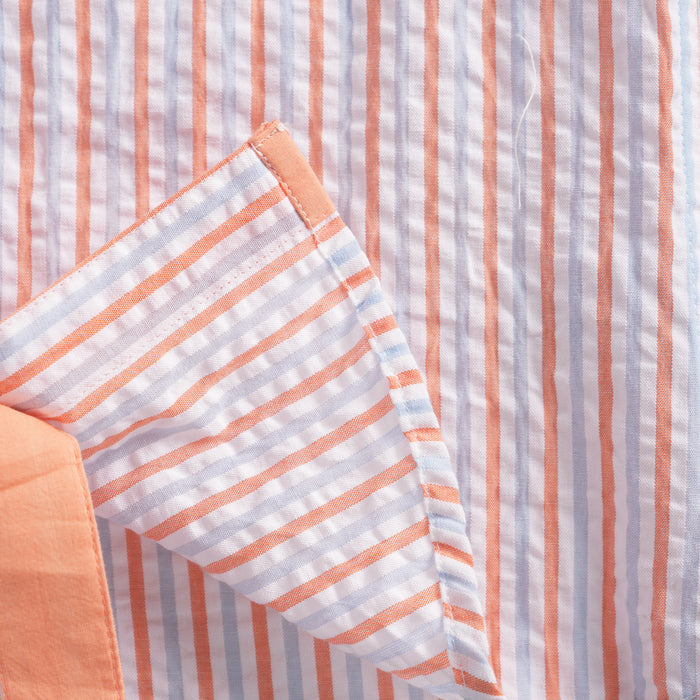 Kids Boys Shirt in Peach with Textured Stripes & Breathable Fabric for Daily Comfort