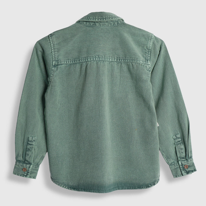 Kids Boys Shirt in Sage Green with Full Sleeves, Regular Fit & Soft Comfort Breathable Fabric