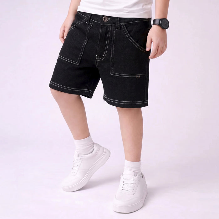 Kids Boys Shorts in Black with Soft & Sweat-Friendly Fabric, Comfort Fit for Active Wear