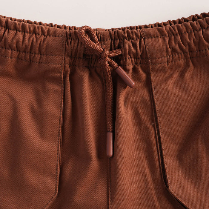 Kids Boys Shorts in Brown with Adjustable Drawcord Waist, Utility Styling & Relaxed Fit