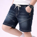 Kids Boys Shorts in Dark Blue Denim with Drawstring Waist for Comfortable Summer Wear
