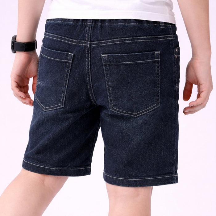 Kids Boys Shorts in Dark Blue Denim with Drawstring Waist for Comfortable Summer Wear