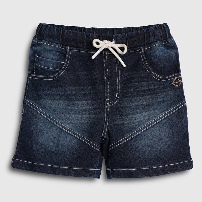 Kids Boys Shorts in Dark Blue Denim with Drawstring Waist for Comfortable Summer Wear