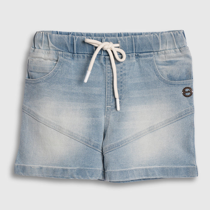 Kids Boys Shorts in Light Blue Denim with Drawstring Waist for Comfortable Summer Wear